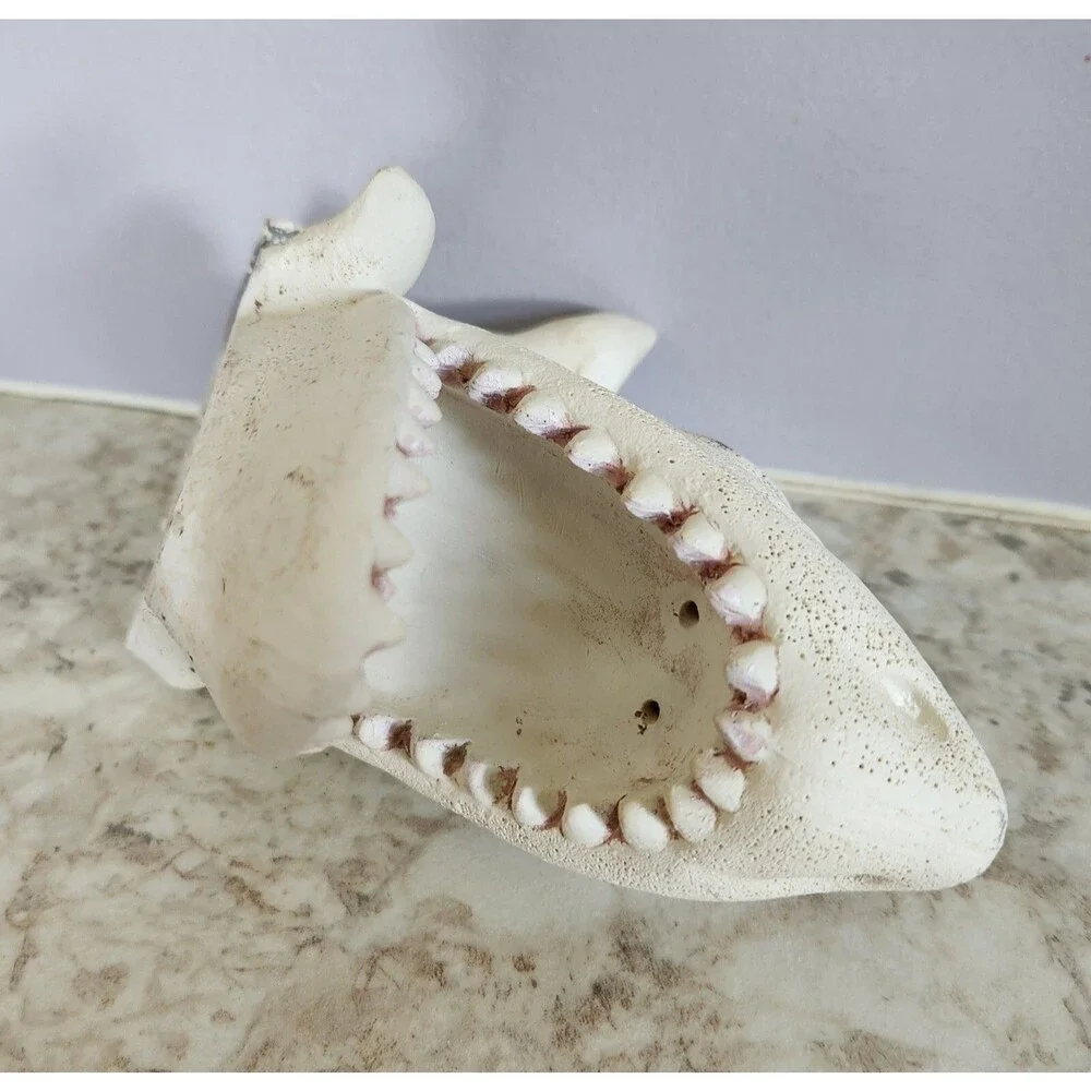 Fish Tank Aquarium Decoration Shark Jaws Mouth Open Poly Resin Decoration 7x4 in